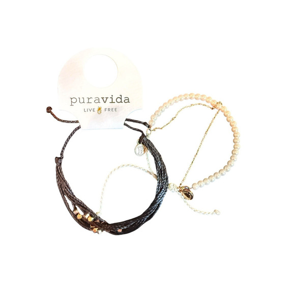 Pura Vida 2 Bracelet Set Gold Beads Pearl Beach‎ Boho Casual Classic - Picture 1 of 5